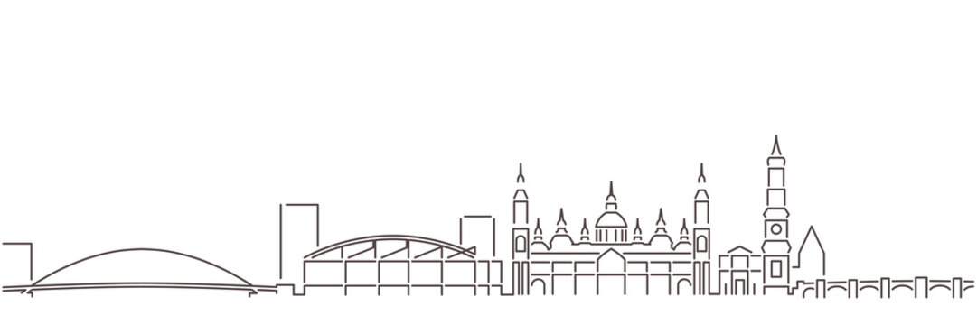 Zaragoza Dark Line Simple Minimalist Skyline With White Background