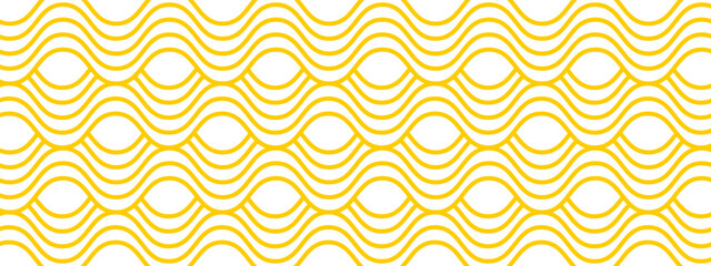 Curvy yellow horizontal lines. Ramen or noodle pattern. Pasta, tagliatelle or capellini background. Undulate spaghetti texture. Traditional Italian, Chinese of Japan food print. Vector illustration.