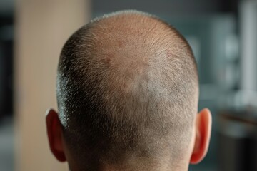 Fototapeta premium A bald man with a shaved head, baldness concept