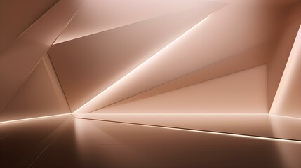 Empty rose gold Studio Background with beautiful Lighting. Modern Space for Product Presentation