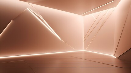 Empty rose gold Studio Background with beautiful Lighting. Modern Space for Product Presentation