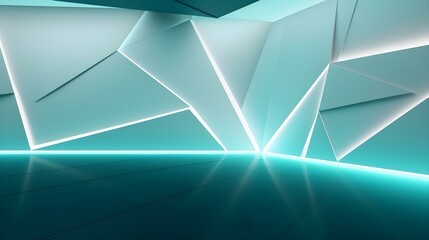Empty turquoise Studio Background with beautiful Lighting. Modern Space for Product Presentation
