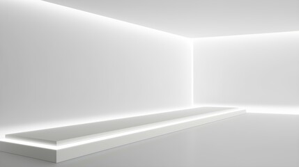 Empty white Studio Background with beautiful Lighting. Modern Space for Product Presentation