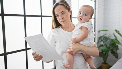 In a relaxed, cool lifestyle expression, mother and daughter revel in a lovely bond, reading paper...