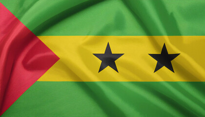 Realistic Artistic Representation of Sao Tome and Principe waving flag