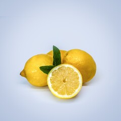 Lemons with leaves