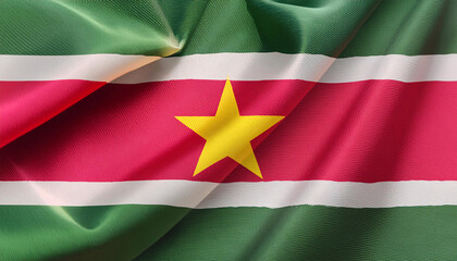 Obraz premium Realistic Artistic Representation of Suriname waving flag