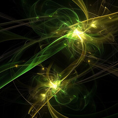 Olive Radiant Electrical Arcs: Computer-Generated Abstract Imagery