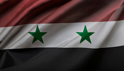 Realistic Artistic Representation of Syrian Arab Republic waving flag