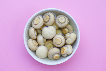 Champignon mushrooms in brine. Canned champignon mushrooms whole