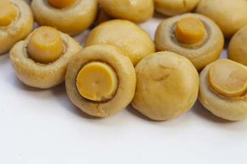 Champignon mushrooms in brine. Canned champignon mushrooms whole