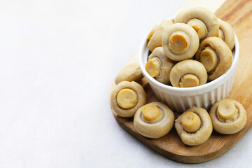 Champignon mushrooms in brine. Canned champignon mushrooms whole
