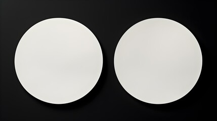 Two White round Paper Notes on a black Background. Brainstorming Template with Copy Space