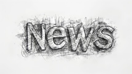 The word News created in Charcoal Sketch.