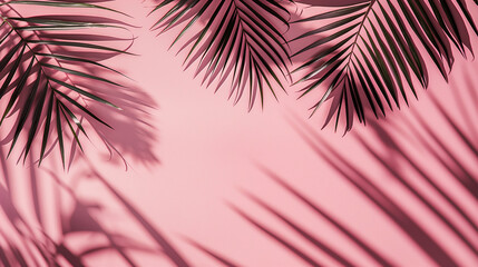 Folhas verdes no fundo rosa - wallpaper HD