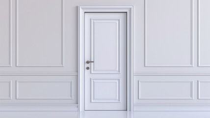 White Closed Door with Frame Isolated on Background.