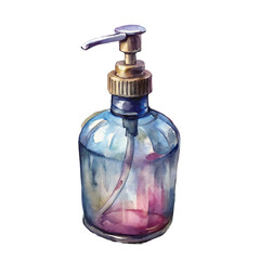 Watercolor painting of a bottle with a rainbow colored liquid