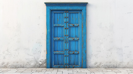 Closed blue door with frame Isolated on white background vector design.