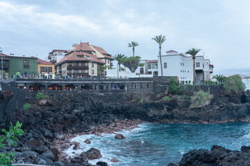 Views of the town center and harbor of Puerto de la Cruz, Tenerife, Canary Islands.