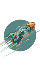 Cartoon Space Ship Flying