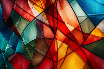Sharp Stained Glass series. Composition of abstract color glass patterns on the subject of chroma, light and pattern perception, geometry of color and design.
