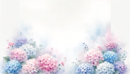 水彩で描いた紫陽花　フレーム　背景
