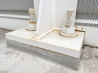 Large Industrial Bolts Securing Equipment Base