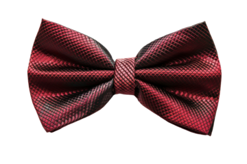 A striking red snakeskin bow tie, isolated on black, ideal for bold fashion statements and luxury accessory promotions.