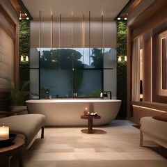 A luxurious spa with relaxing ambiance, soft lighting, and serene music Ideal for relaxation and pampering2