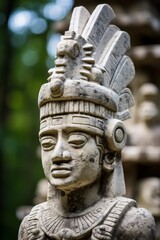 Obraz premium ancient mayan or aztec stone carving statue