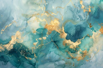 Elevated Splendor: A Serene Mountain Landscape with a Blue Sky and Subtle Glimmers of Gold.