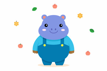 hippo emoji sheet vector illustration