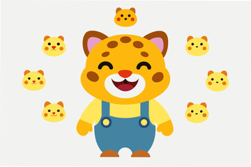 cheetah emoji sheet vector illustration