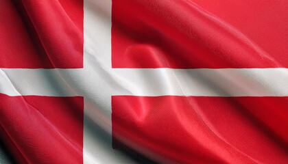 Fototapeta premium Realistic Artistic Representation of The Kingdom of Denmark waving flag