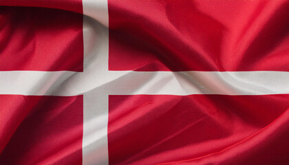 Fototapeta premium Realistic Artistic Representation of The Kingdom of Denmark waving flag