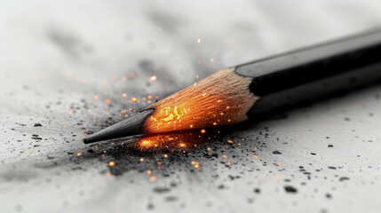 Glowing pencil tip with sparks