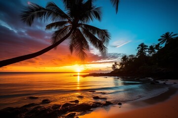 Stunning tropical sunset over the ocean
