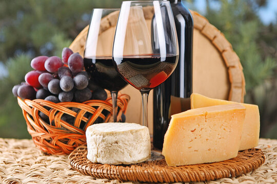 red wine and cheese