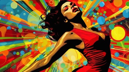 retro pop art woman, the pop art woman strikes a dynamic pose, embodying the eras energy and spirit with a nod to retro aesthetics