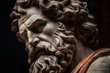 Intricate stone sculpture with expressive features