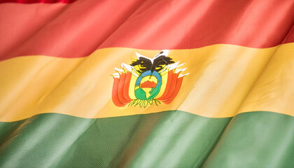 Realistic Artistic Representation of The Plurinational State of Bolivia waving flag