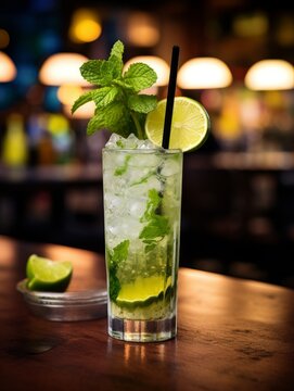 refreshing mojito cocktail with lime and mint