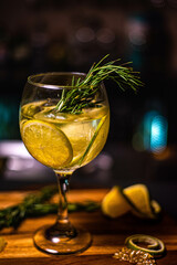 glass of wine withorange  Gin and Tonic 