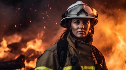 Brave firefighter facing a dangerous blaze