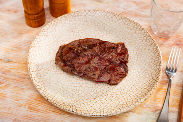 Simple and exquisite dish of tender young beef veal meat is complemented with bran bread. Simple...