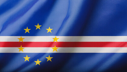 Realistic Artistic Representation of The Republic of Cabo Verde waving flag