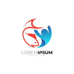 Obraz premium People design and fish icon, abstract logos