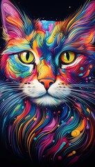 Naklejka premium Vibrant abstract cat portrait