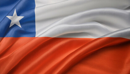 Realistic Artistic Representation of The Republic of Chile waving flag
