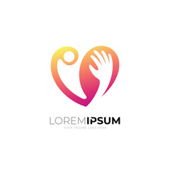 Love care logo template, social logo with charity design